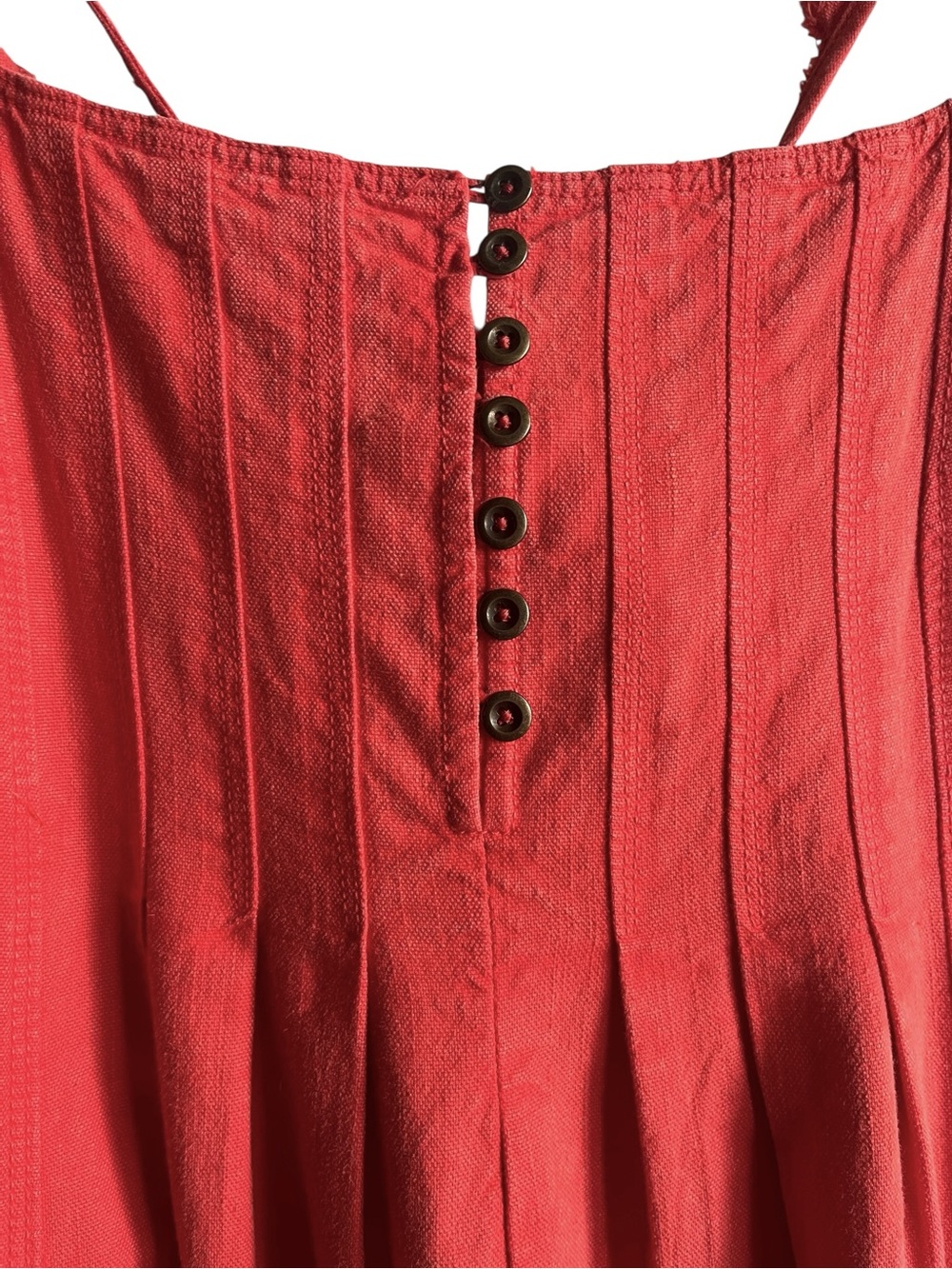 Anthro Pilcro Flutter Sleeve Midi Dress Medium Red Cotton Linen - Picture 8 of 15